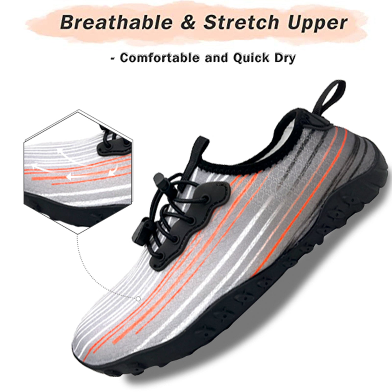Water Shoes for Men and Women Soft Breathable Slip-on Aqua Shoes Aqua Socks for Swim Beach Pool Surf Yoga (Grey Size US 8.5) Secondary image