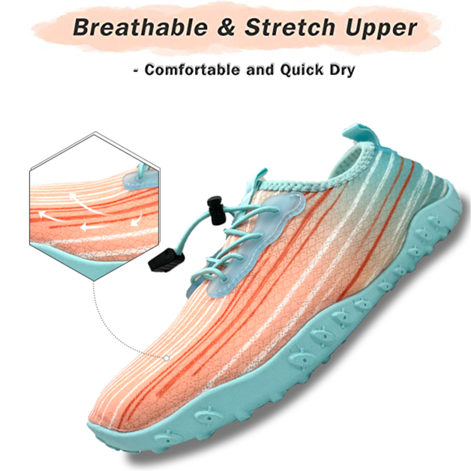 Water Shoes for Men and Women Soft Breathable Slip-on Aqua Shoes Aqua Socks for Swim Beach Pool Surf Yoga (Orange Size US 6.5) Secondary image