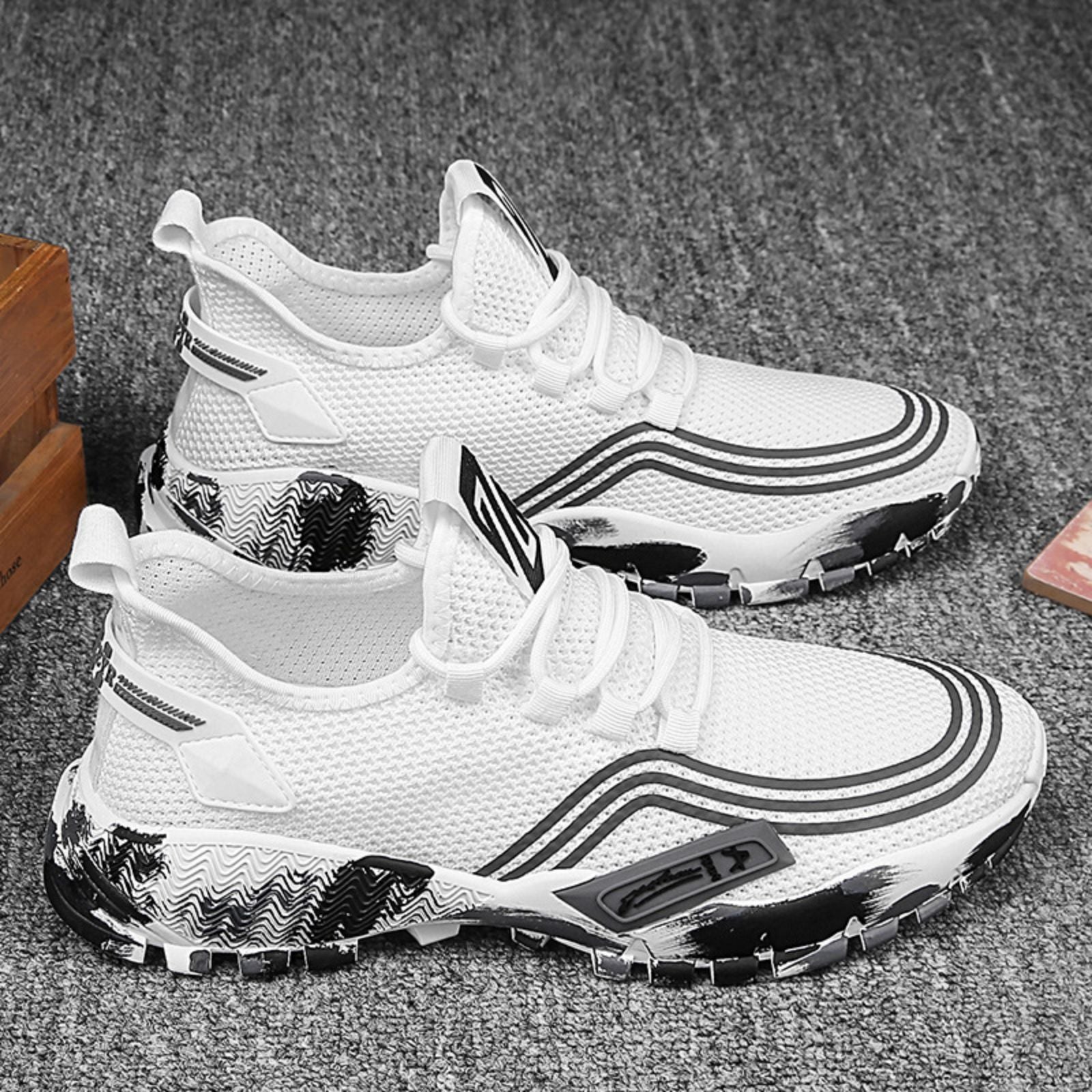 Men's Athletic Running Tennis Shoes Outdoor Sports Jogging Sneakers Walking Gym (White US 9.5=EU 43) Main image