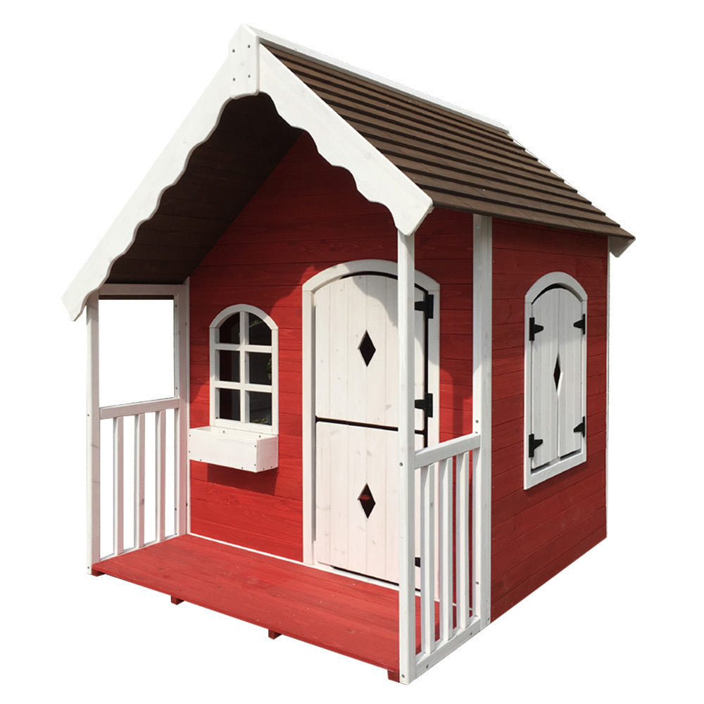 ROVO KIDS Cubby House Wooden Cottage Outdoor Furniture Playhouse Children Toy Main image