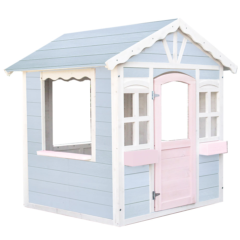 ROVO KIDS Cottage Style Wooden Outdoor Cubby House Girls Childrens Playhouse Main image
