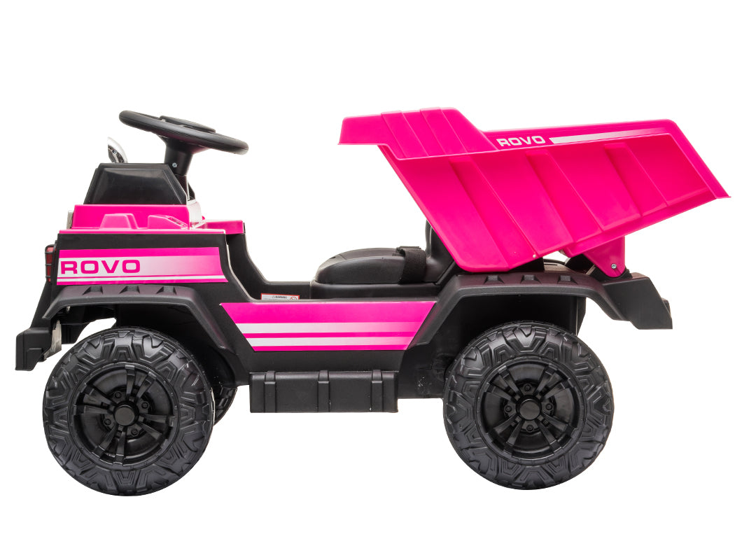 ROVO KIDS Electric Ride On Children's Toy Dump Truck with Bluetooth Music - Pink Secondary image