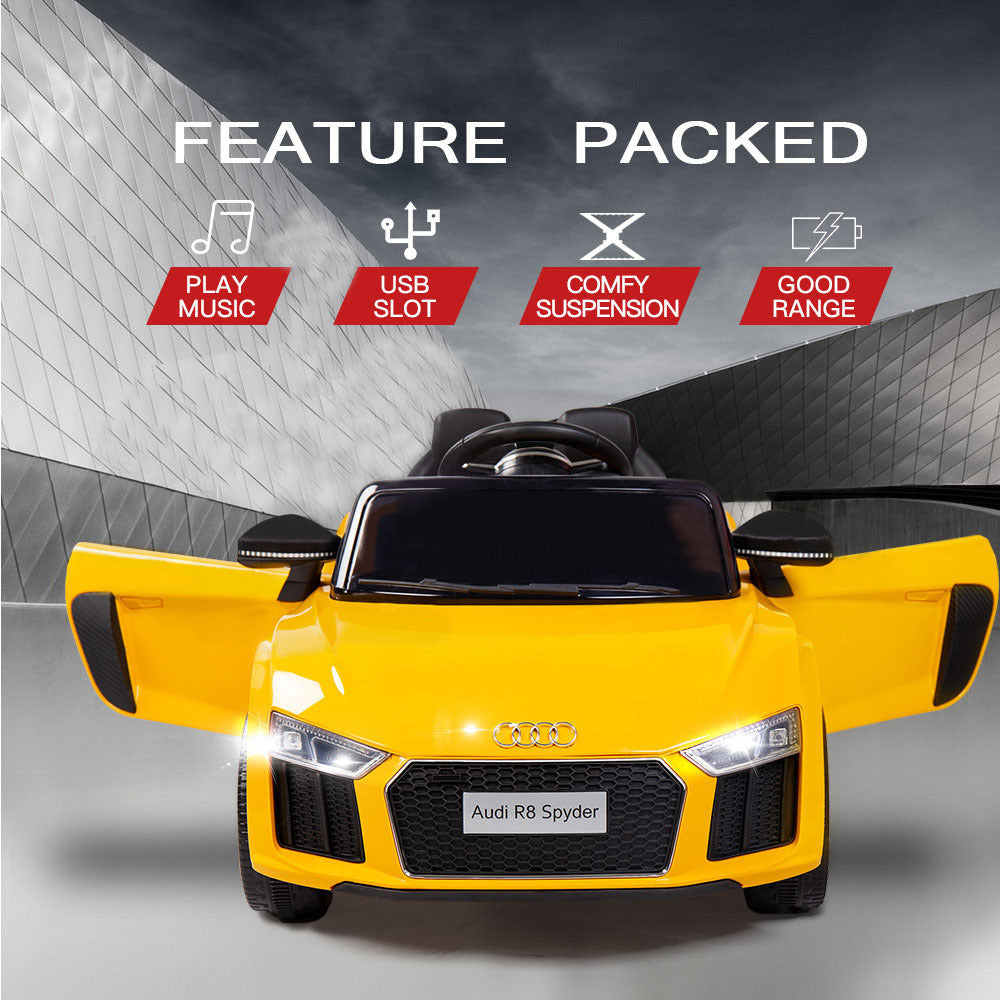 Rovo Kids Kids Ride-On Car Licensed AUDI R8 SPYDER Battery Electric Toy Remote 12V Yellow Secondary image