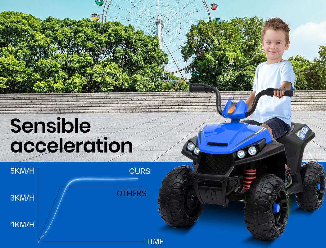 ROVO KIDS Electric Ride On ATV Quad Bike Battery Powered, Black and Blue