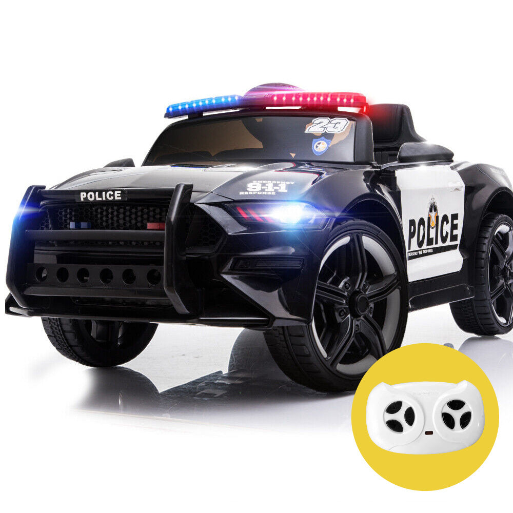 ROVO KIDS Ride-On Car Mustang Children Police Patrol Electric Toy w/ Remote Control Black/White Main image