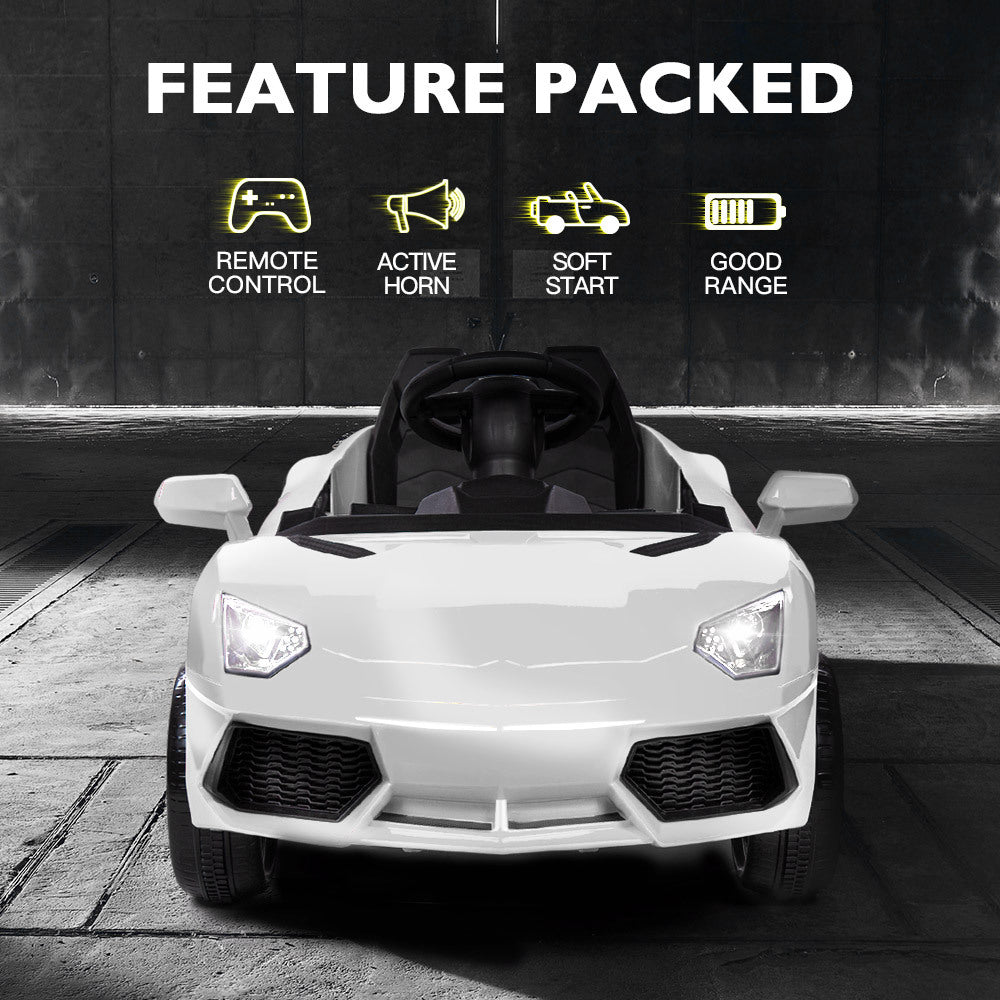 ROVO KIDS Lamborghini Inspired Ride-On Car, Remote Control, Battery Charger, White Secondary image