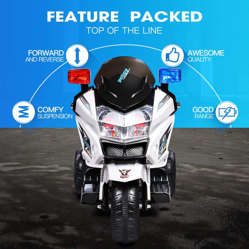 ROVO KIDS Electric Ride-On Motorcycle Children Police Patrol Bike Toy Trike Secondary image
