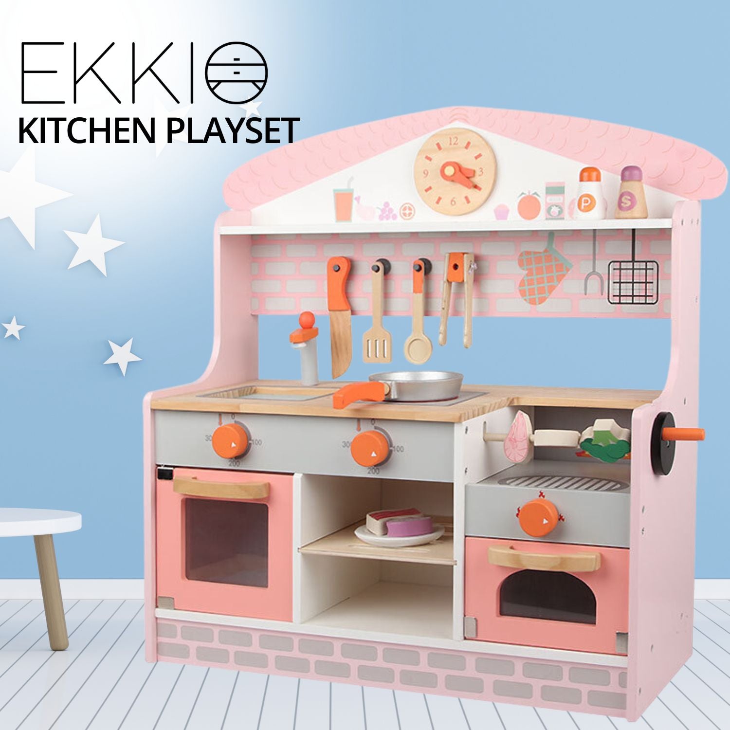 EKKIO Wooden Kitchen Playset for Kids (BBQ Kitchen Set) Main image