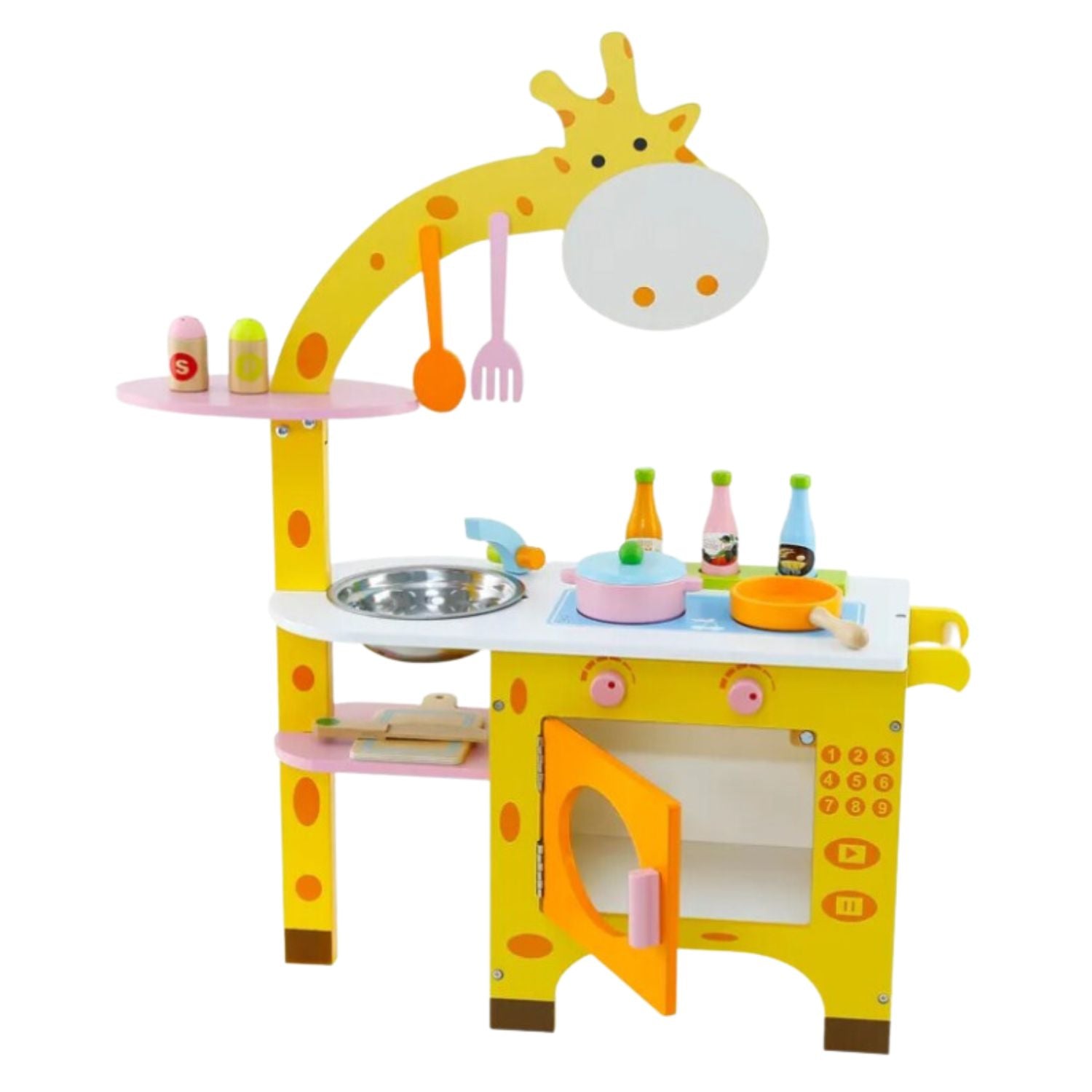 EKKIO Wooden Kitchen Playset for Kids (Giraffe Shape Kitchen Set) Main image