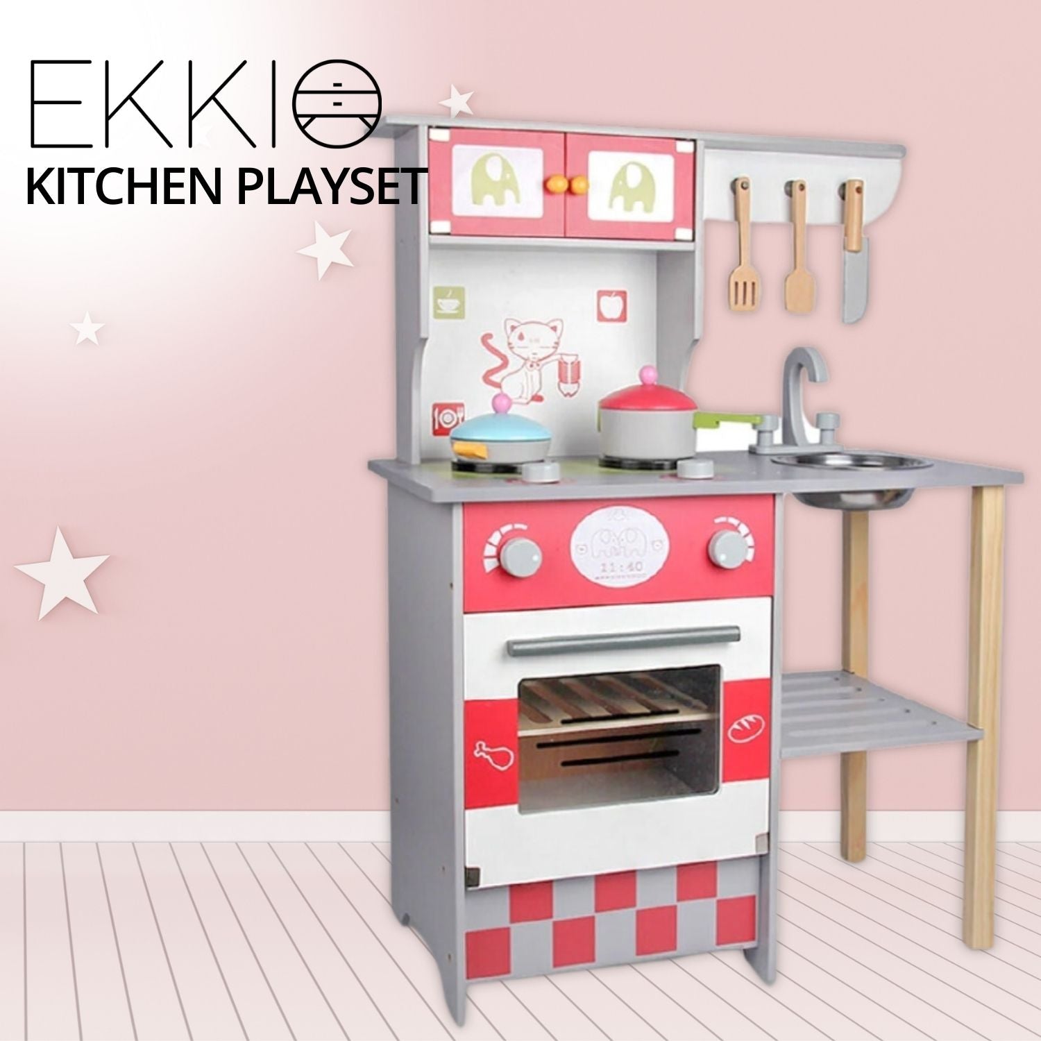 EKKIO Wooden Kitchen Playset for Kids (European Style Kitchen Set) Main image