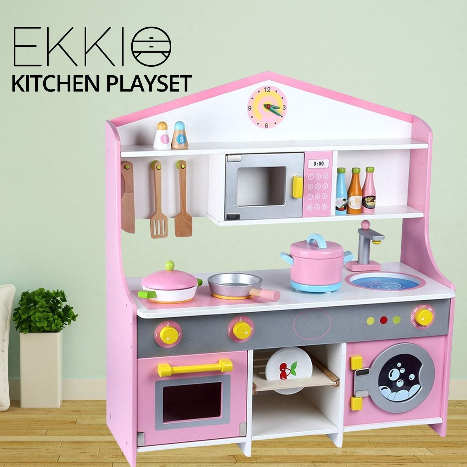 EKKIO Wooden Kitchen Playset for Kids (Japanese Style Kitchen Set, Violet) Main image