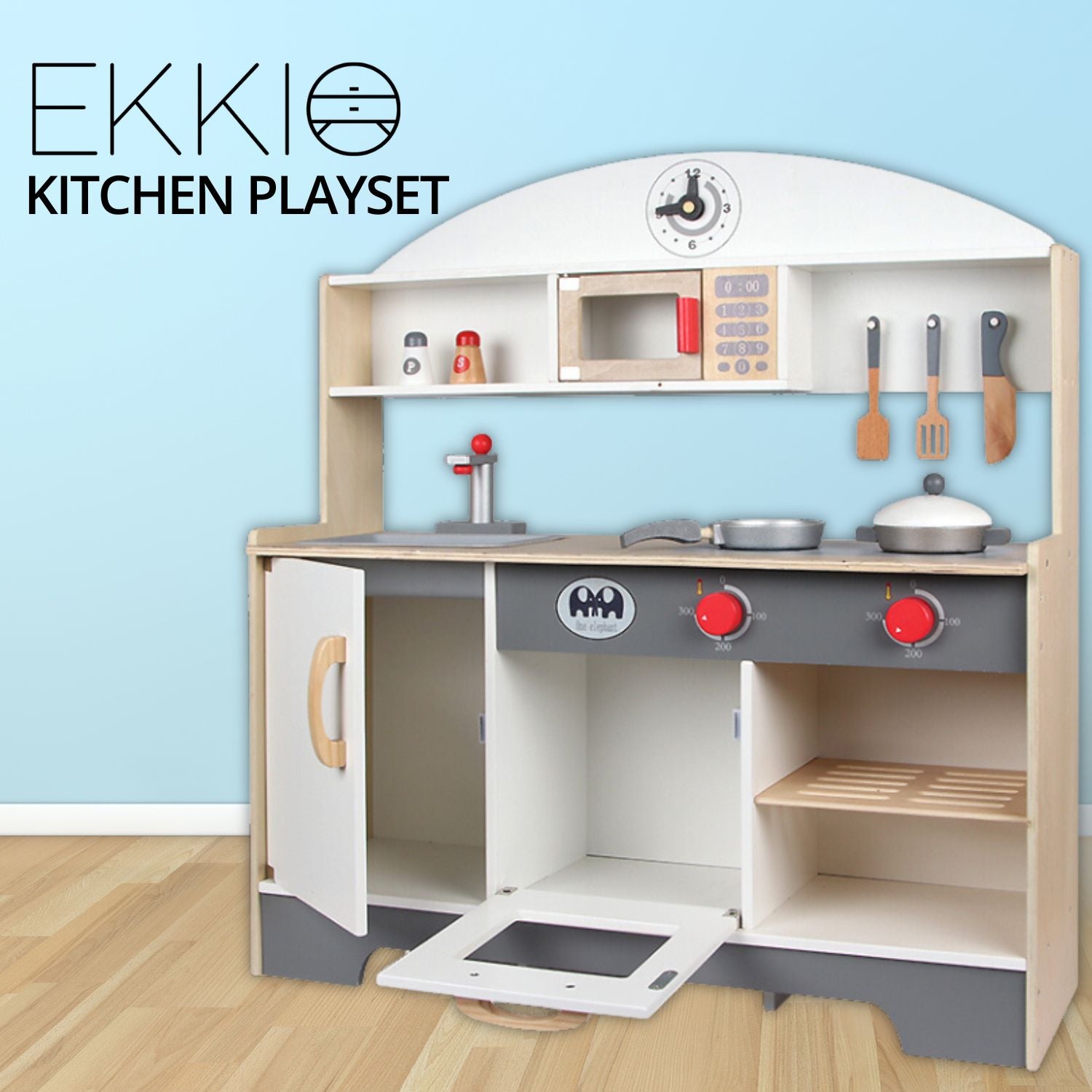 EKKIO Wooden Kitchen Playset for Kids (Minimalist) Main image