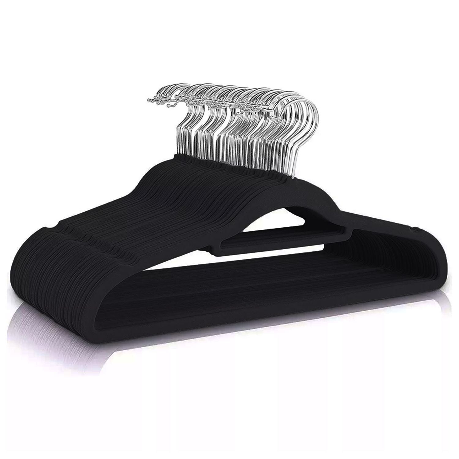 GOMINIMO 30 Pack of Non-Slip Velvet Suit Hangers with Tie Organisers (Black) Main image