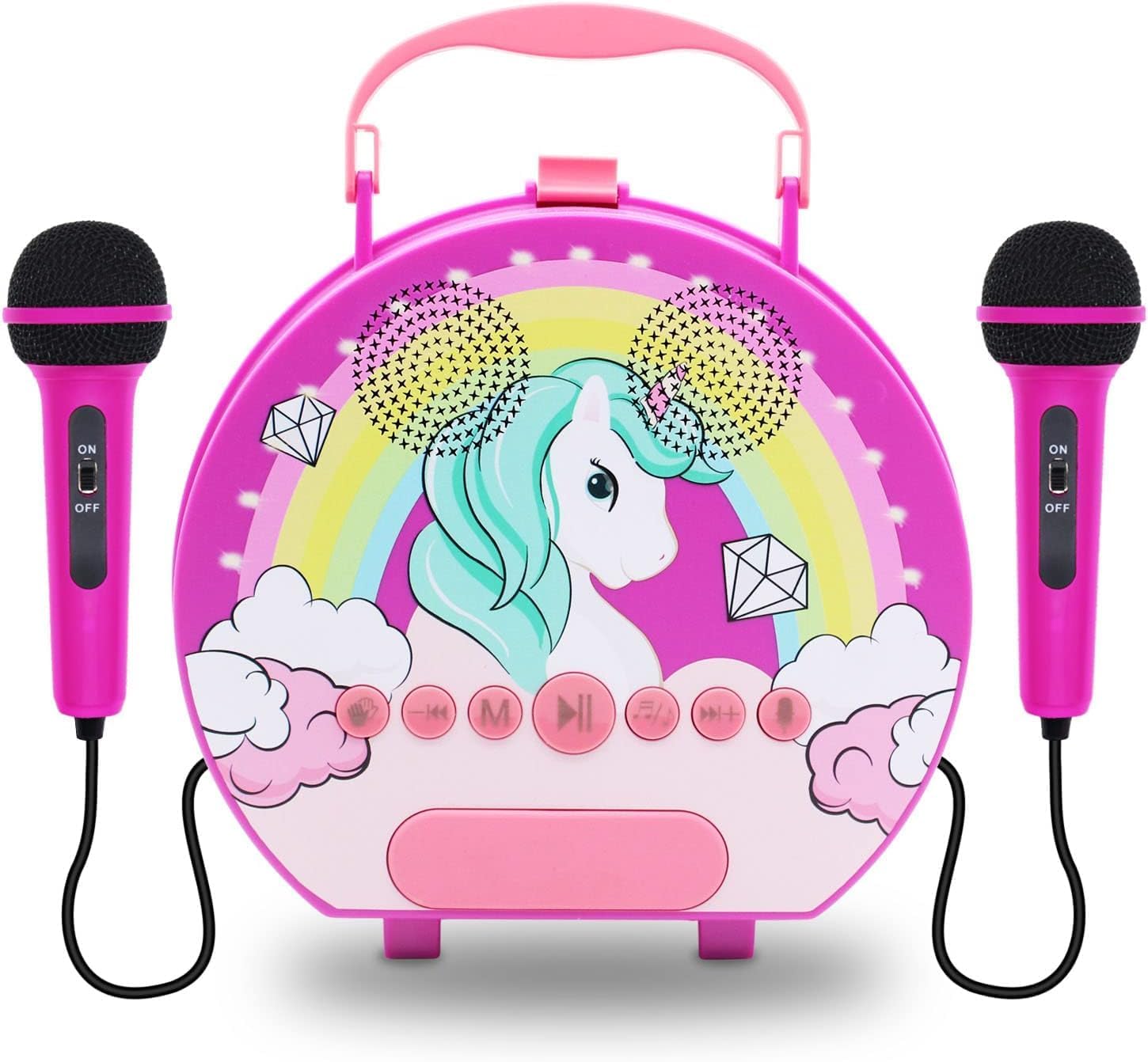 GOMINIMO Kids Portable Karaoke with Two Microphones (Round, Purple Unicorn) Main image