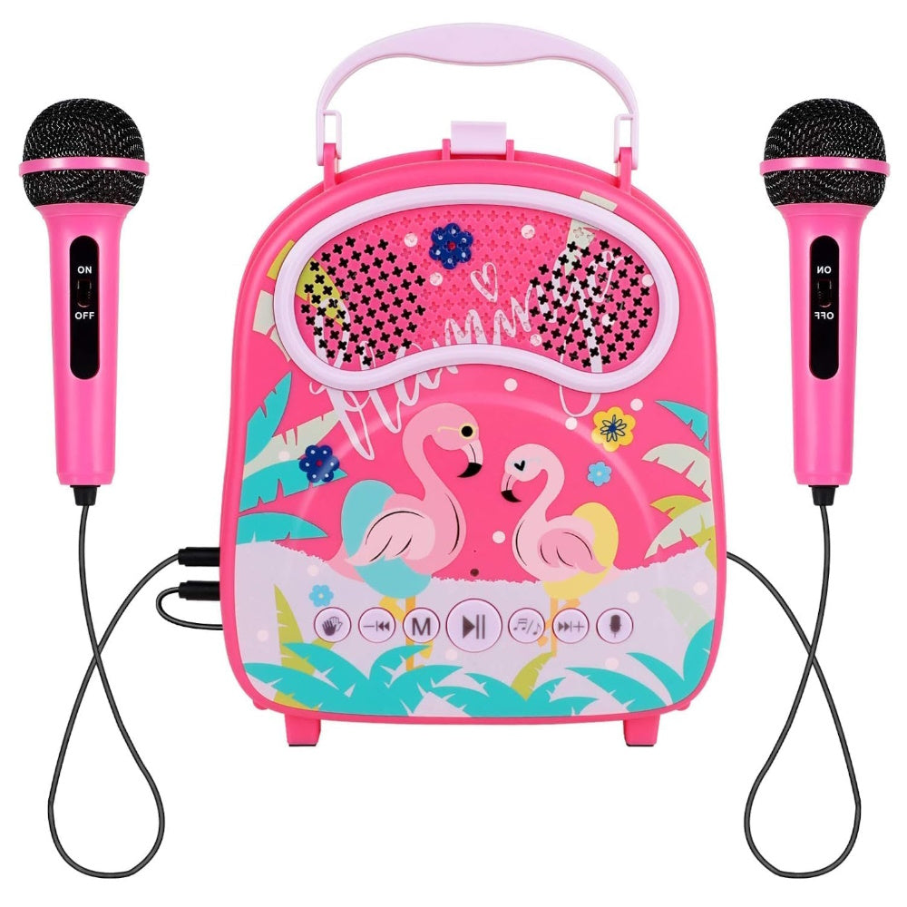 GOMINIMO Kids Portable Karaoke with Two Microphones (Rectangle, Pink Flamingo) Main image
