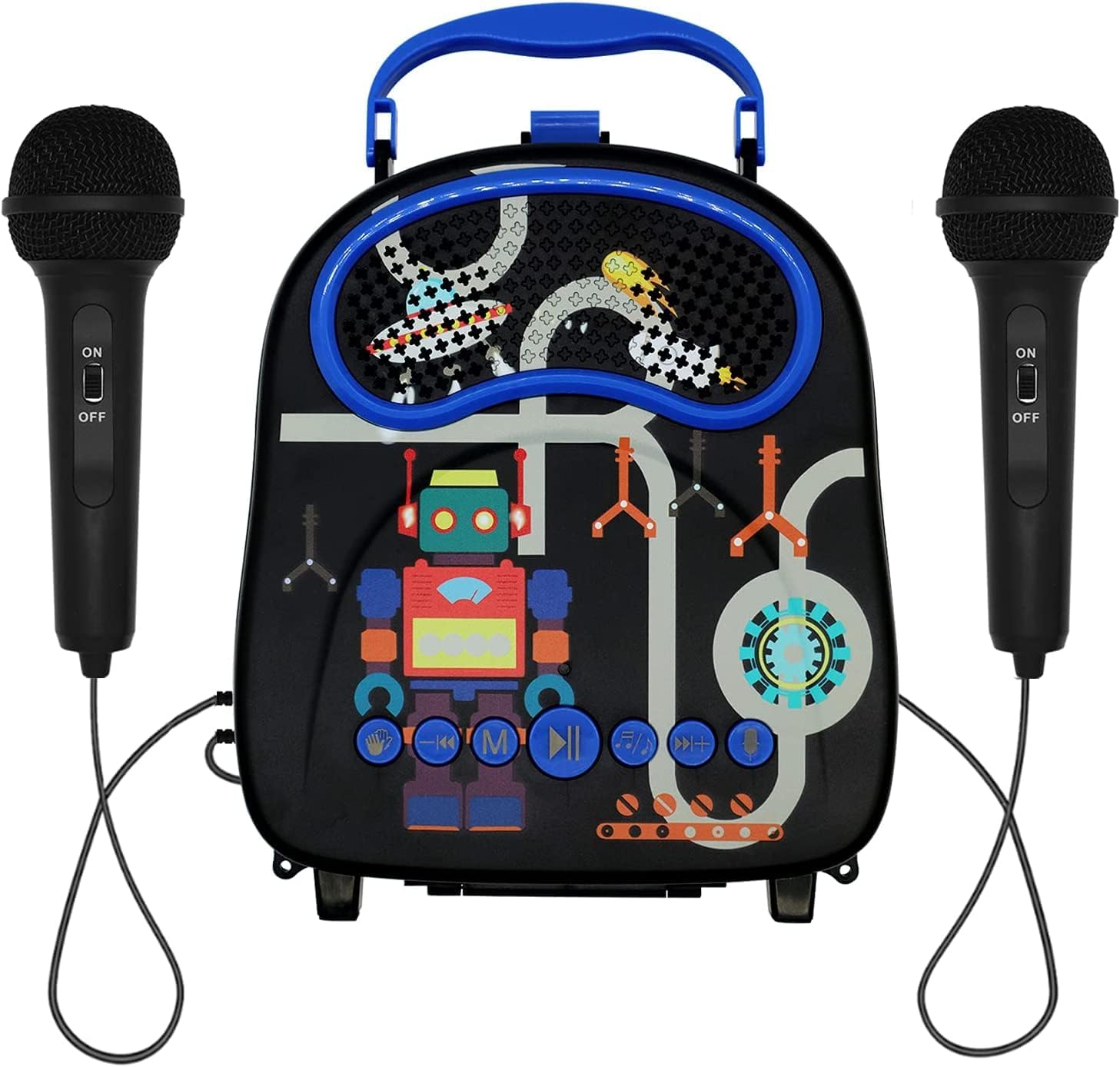 GOMINIMO Kids Portable Karaoke with Two Microphones (Rectangle, Black Robot) Main image