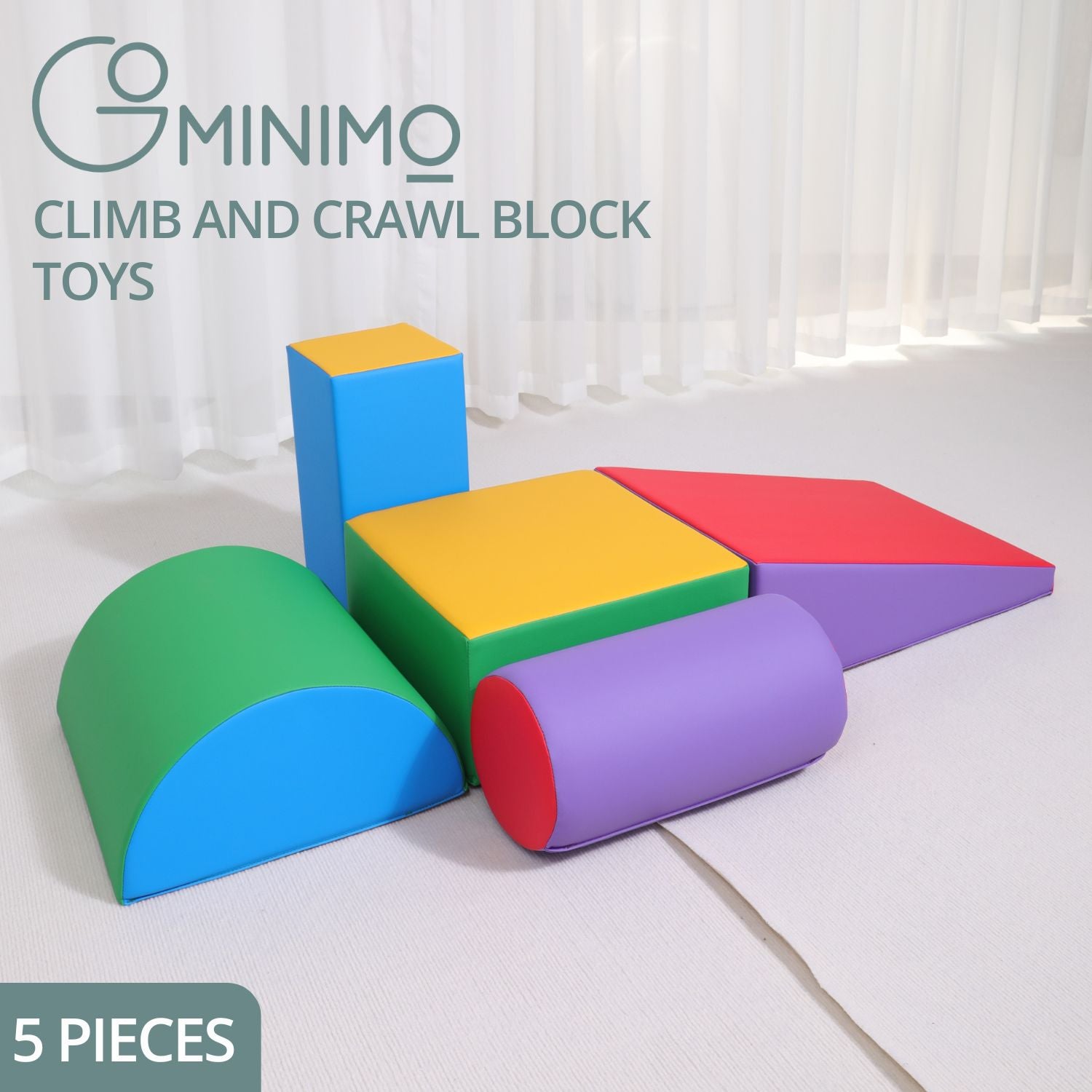 GOMINIMO 5PCS Soft Foam Blocks Indoor Climbing Playset for Babies and Kids Main image
