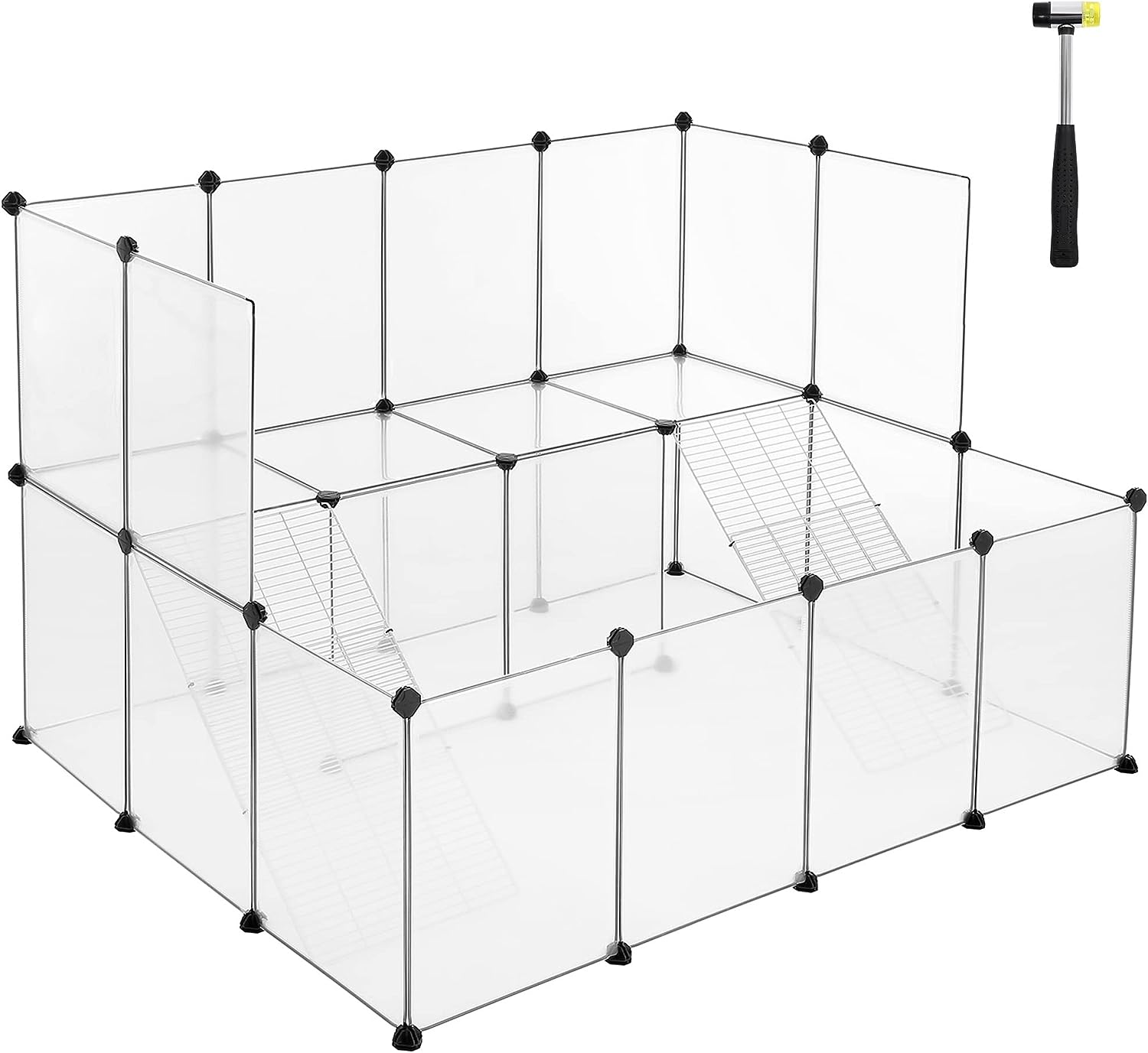 SONGMICS Guinea Pig Playpen with Dense Ramp White Main image