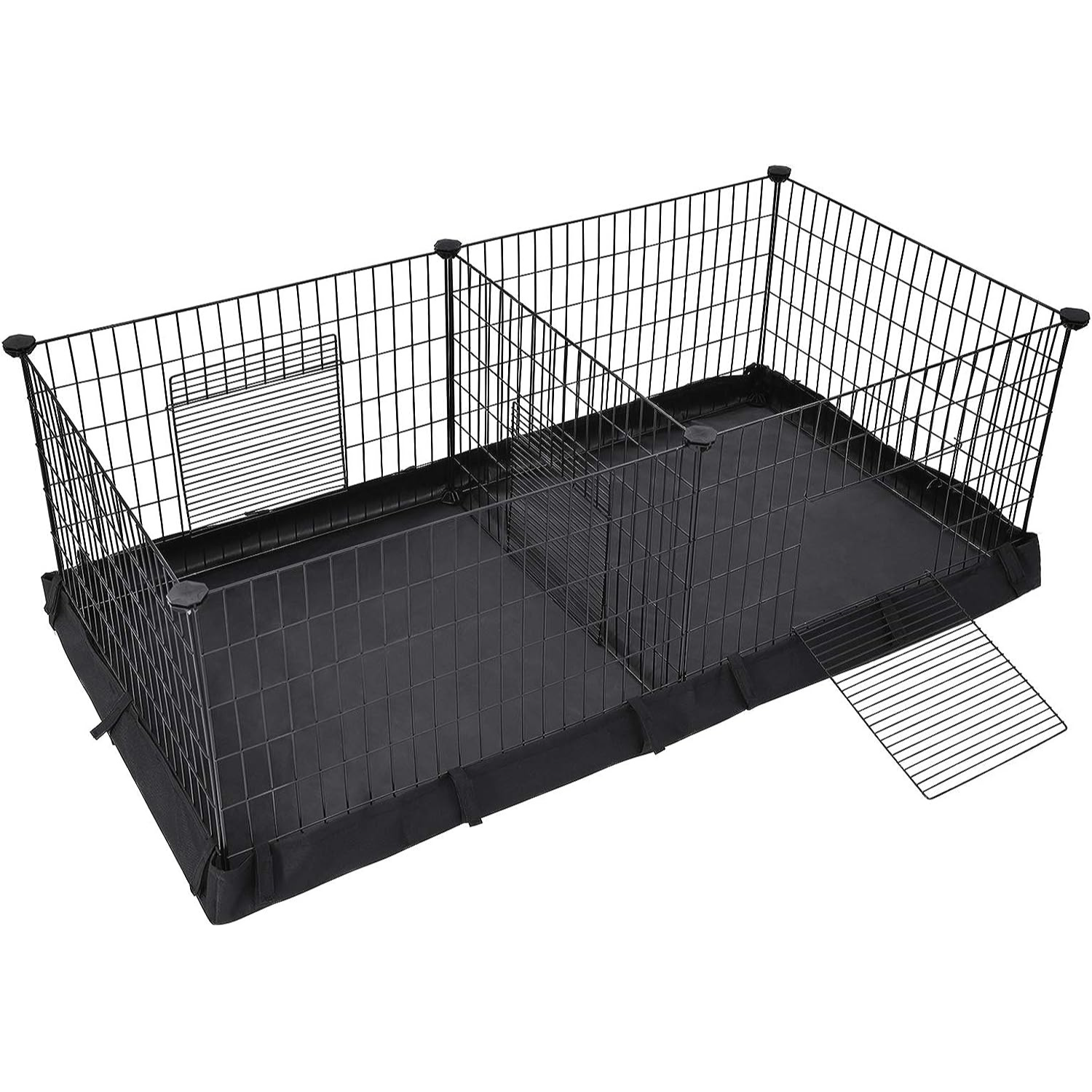 SONGMICS 3 Doors Pet Playpen with Divider Panel and Floor Mat Black Main image
