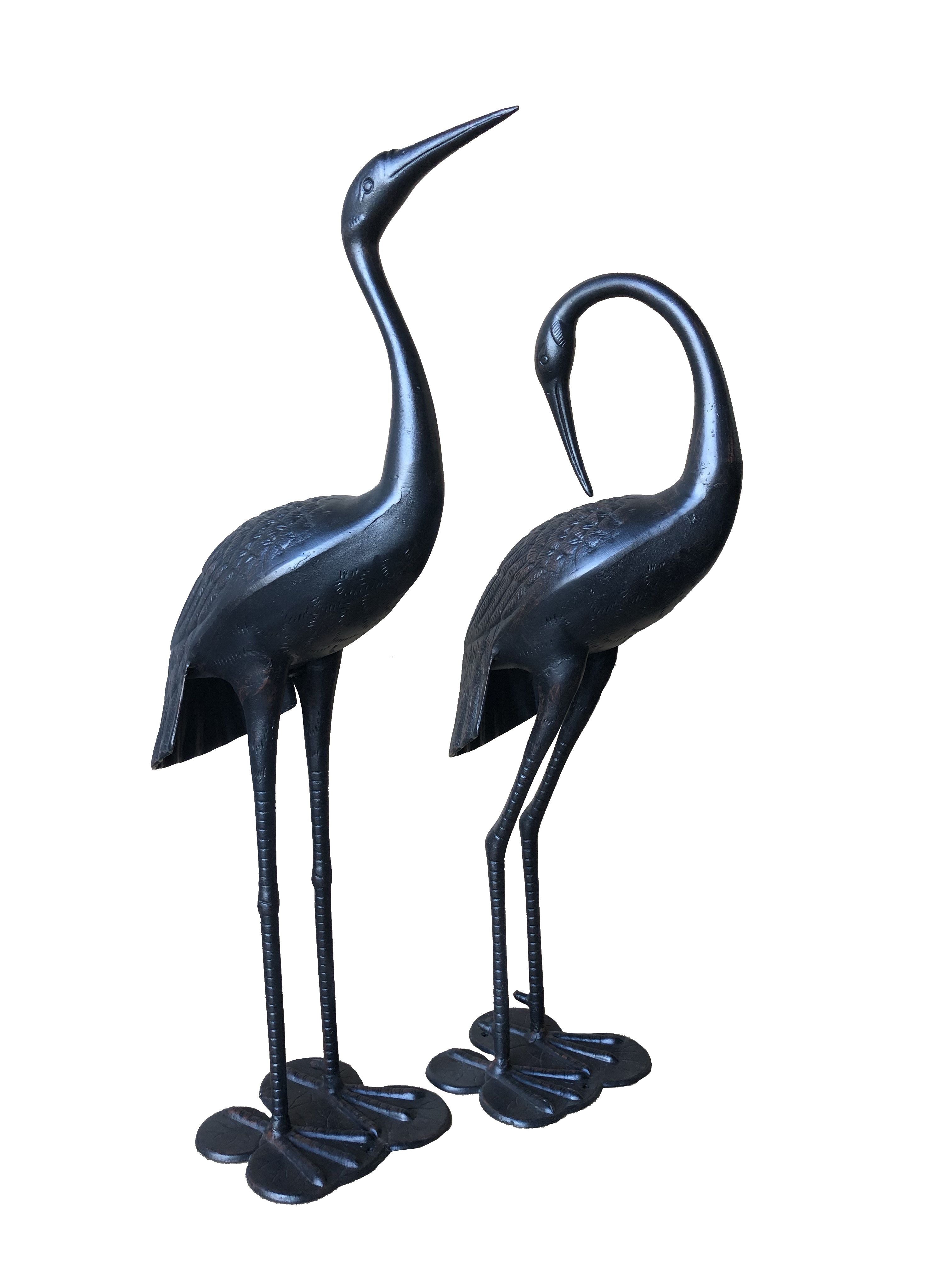 2 Piece Crane Couple Metal Statue Set Secondary image