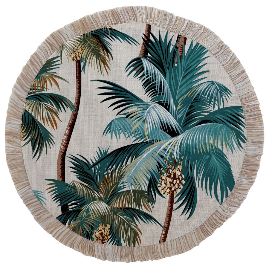 Round Placemat-Palm Trees-Natural-40cm Main image