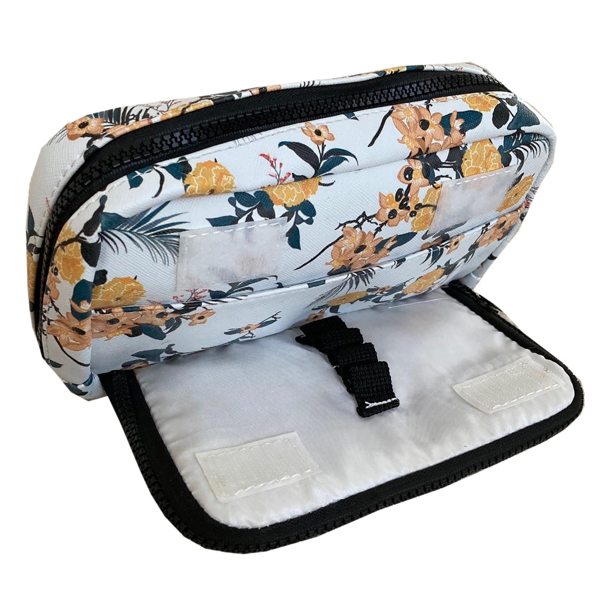 Mesh Pocket Cosmeic Bag-Yellow Flowers Secondary image