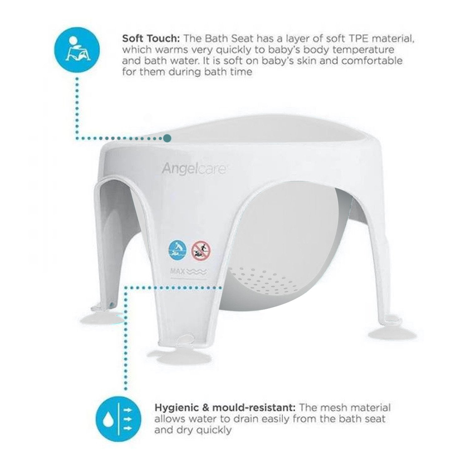 Angelcare Ac588 Baby Bath Soft Touch Ring Seat - Grey Secondary image