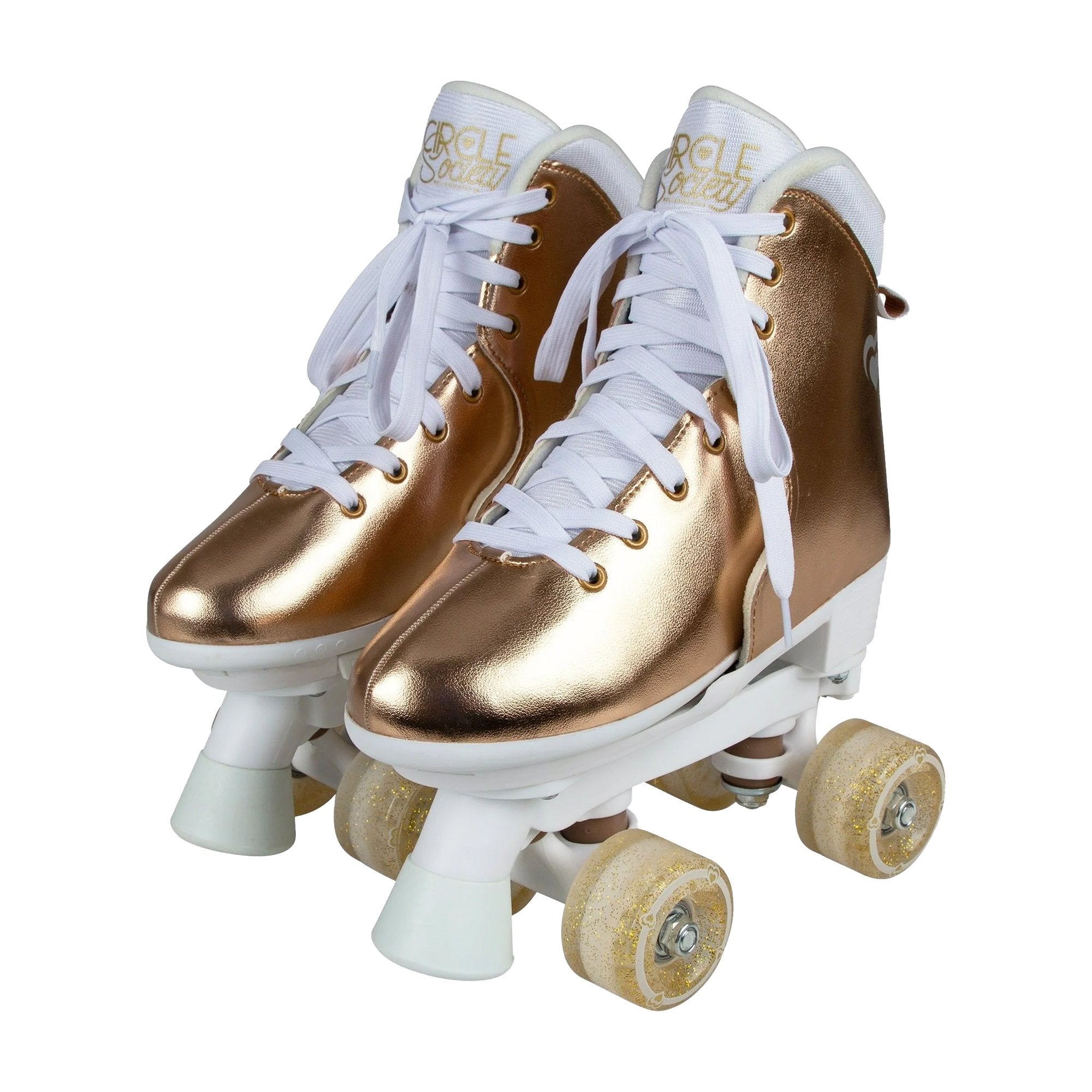 Circle Society Adjustable Quad Kids Roller Skates In Metallic Rose Gold Main image