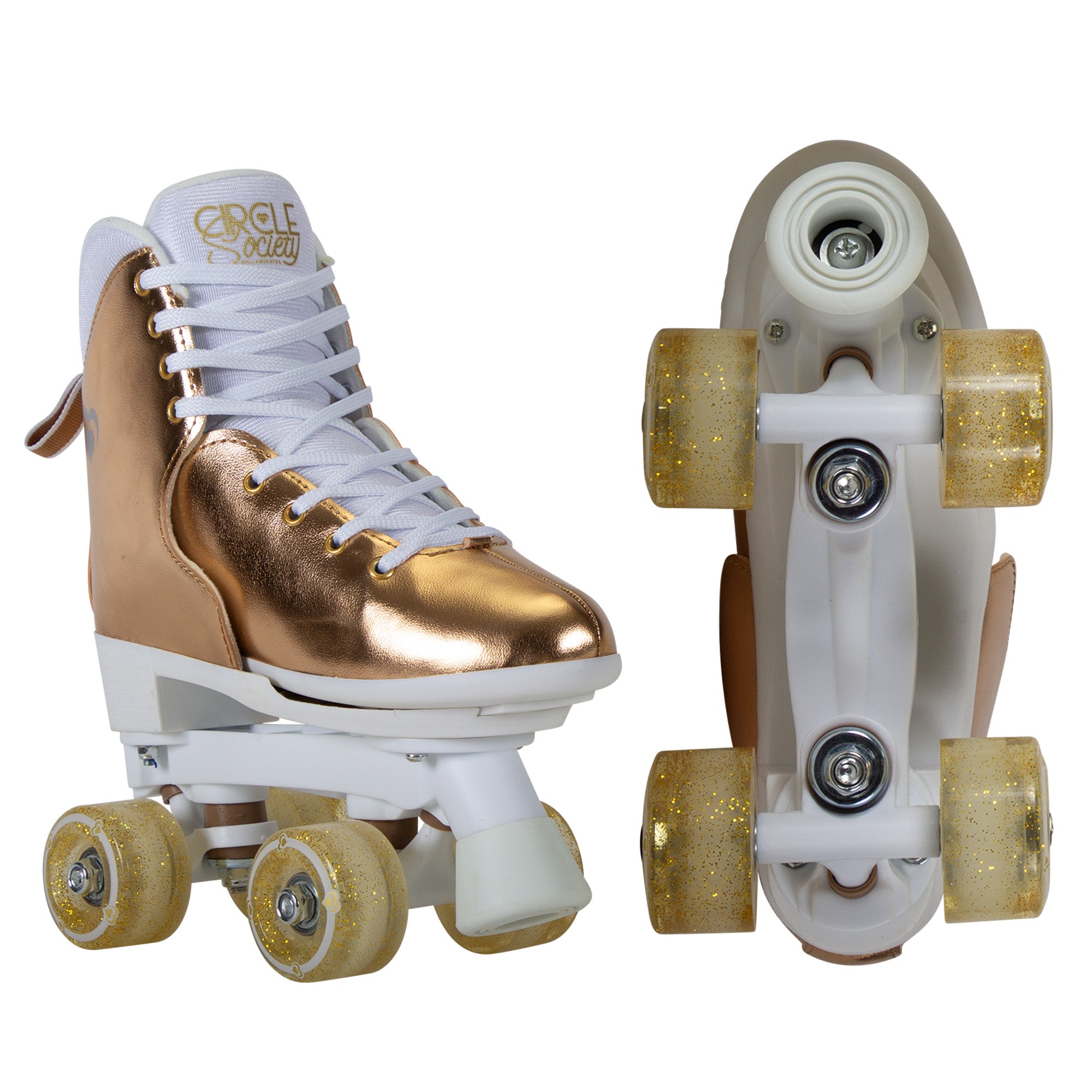Circle Society Adjustable Quad Kids Roller Skates In Metallic Rose Gold Secondary image