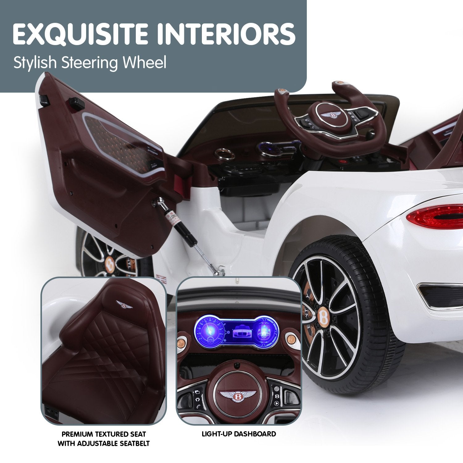 Kahuna Bentley Exp 12 Speed 6E Licensed Kids Ride On Electric Car Remote Control - White Secondary image