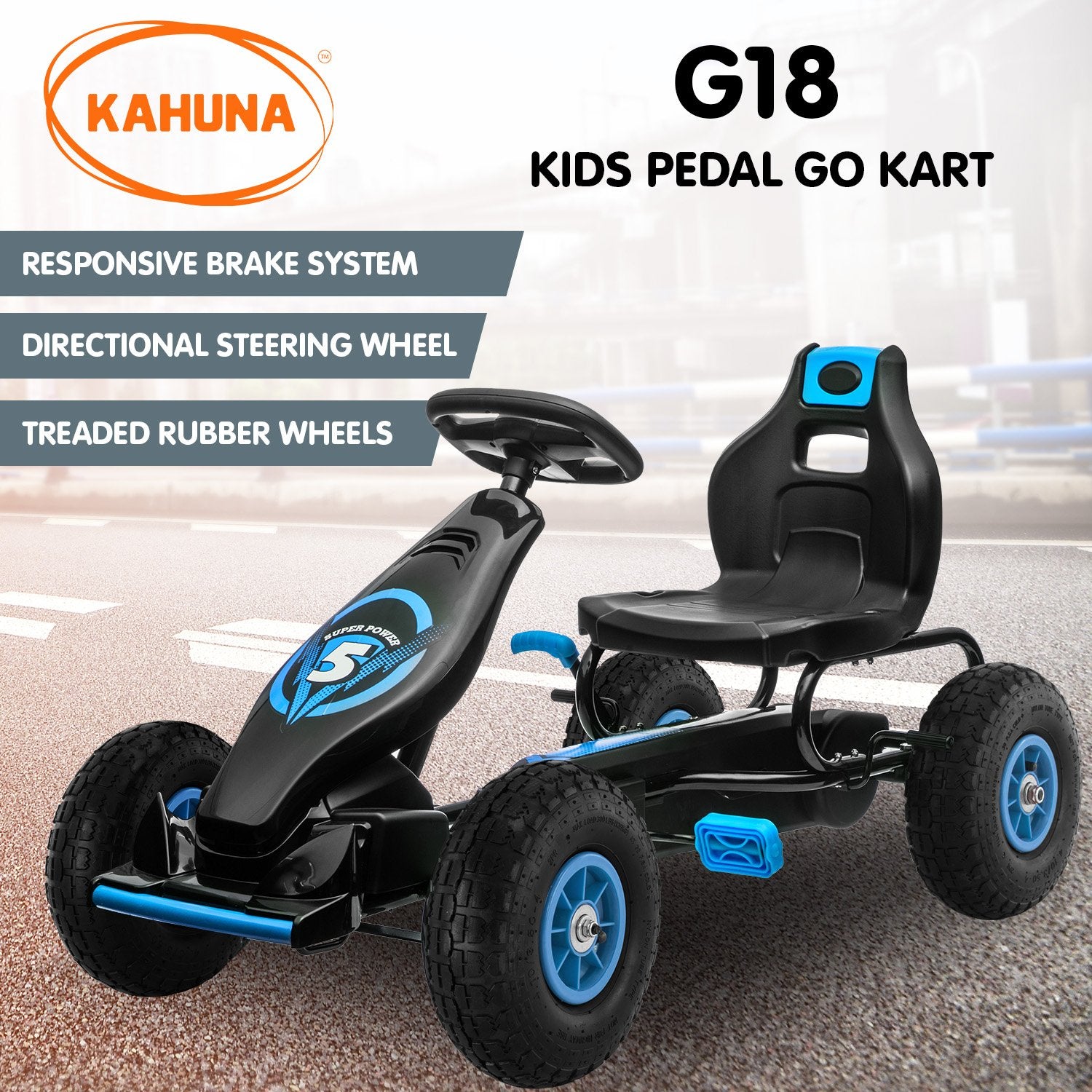 Kahuna G18 Kids Ride On Pedal Go Kart - Blue Secondary image