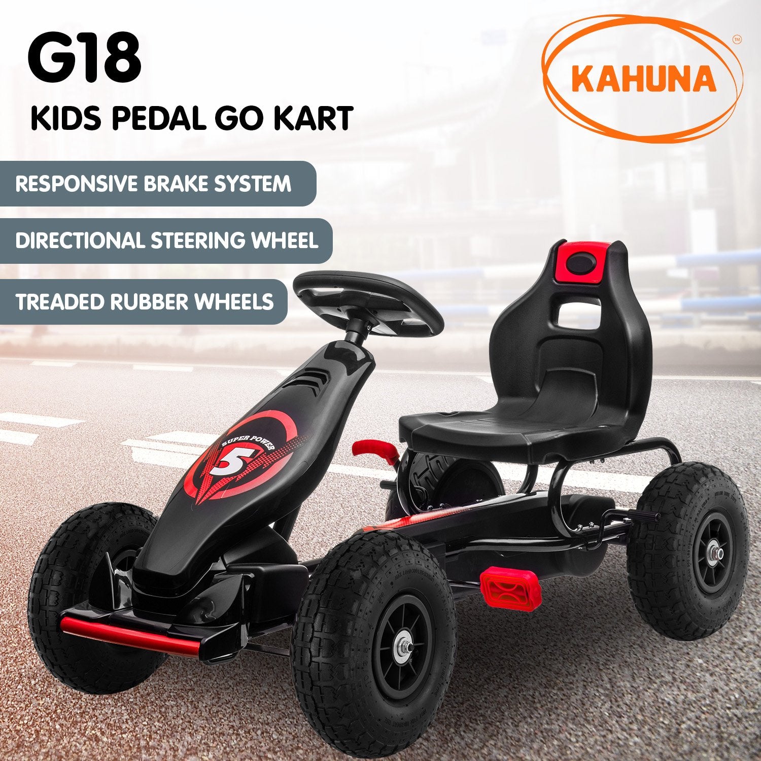 Kahuna G18 Kids Ride On Pedal Powered Go Kart Racing Style - Red Secondary image
