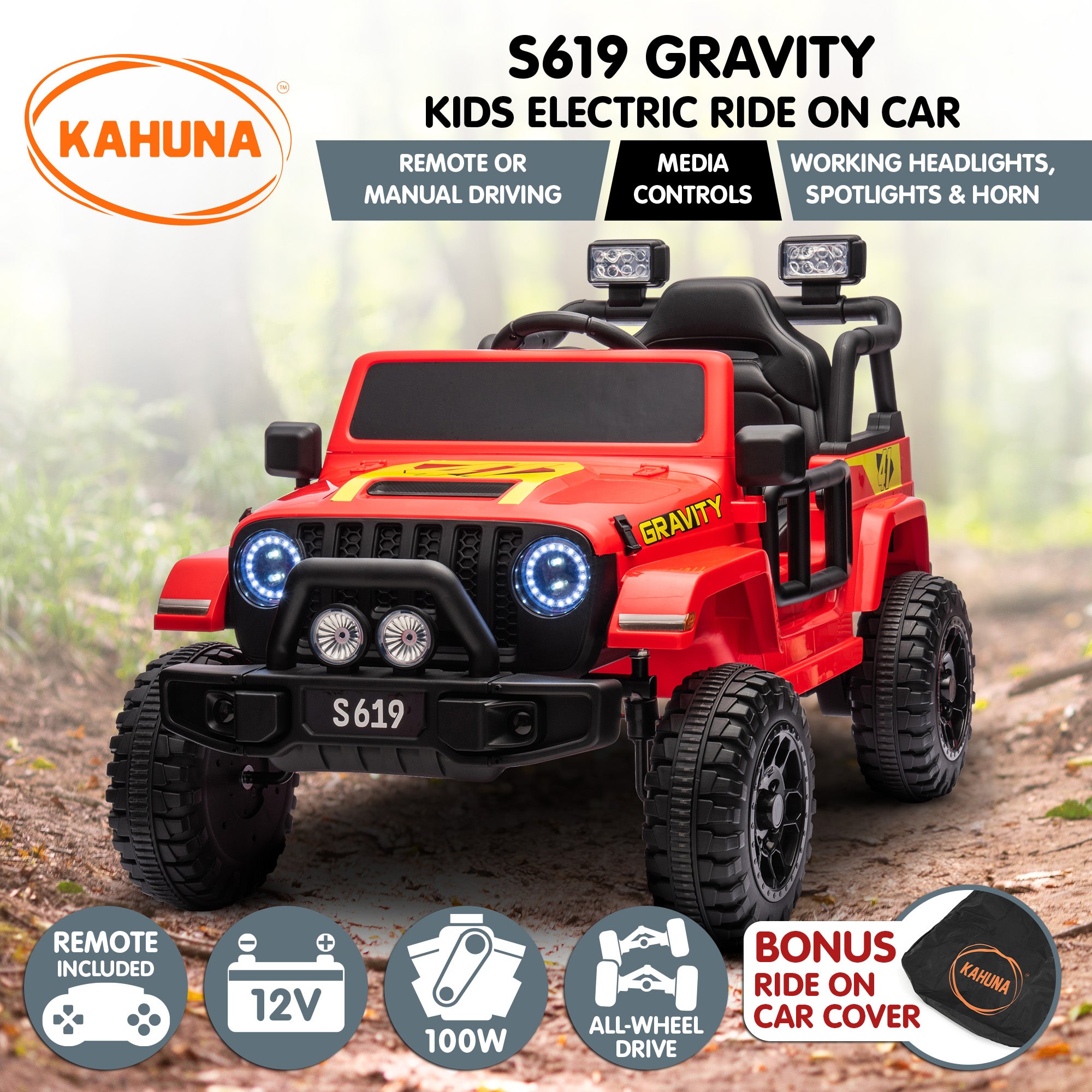 Kahuna S619 Gravity Kids Electric Ride On Car - Red Secondary image