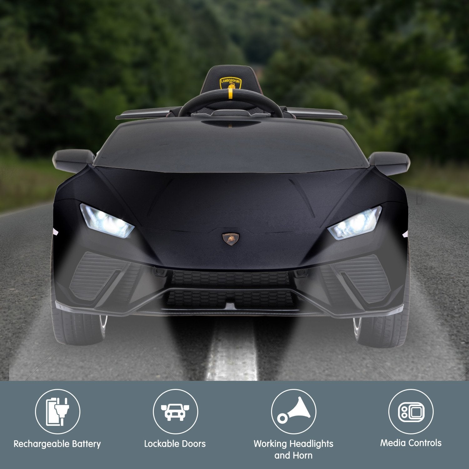 Kahuna Lamborghini Performante Kids Electric Ride On Car Remote Control - Black Secondary image