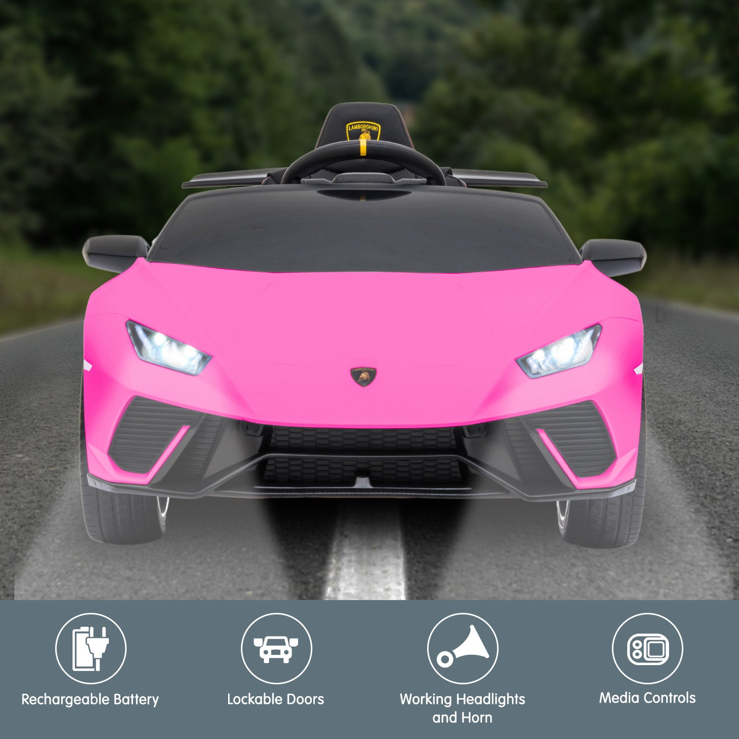 Kahuna Lamborghini Performante Kids Electric Ride On Car Remote Control by Kahuna - Pink Secondary image