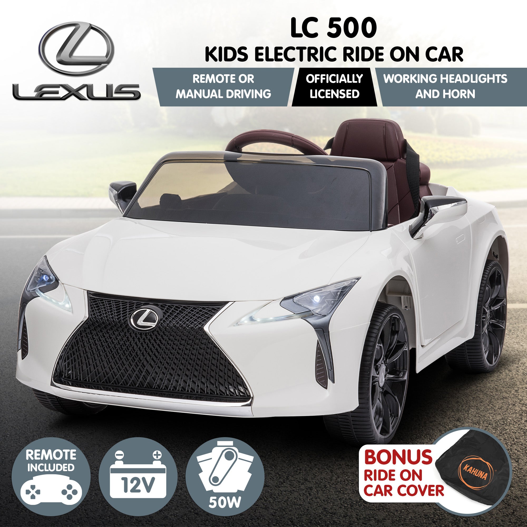 Kahuna Licensed Lexus Lc 500 Kids Electric Ride On Car - White Secondary image