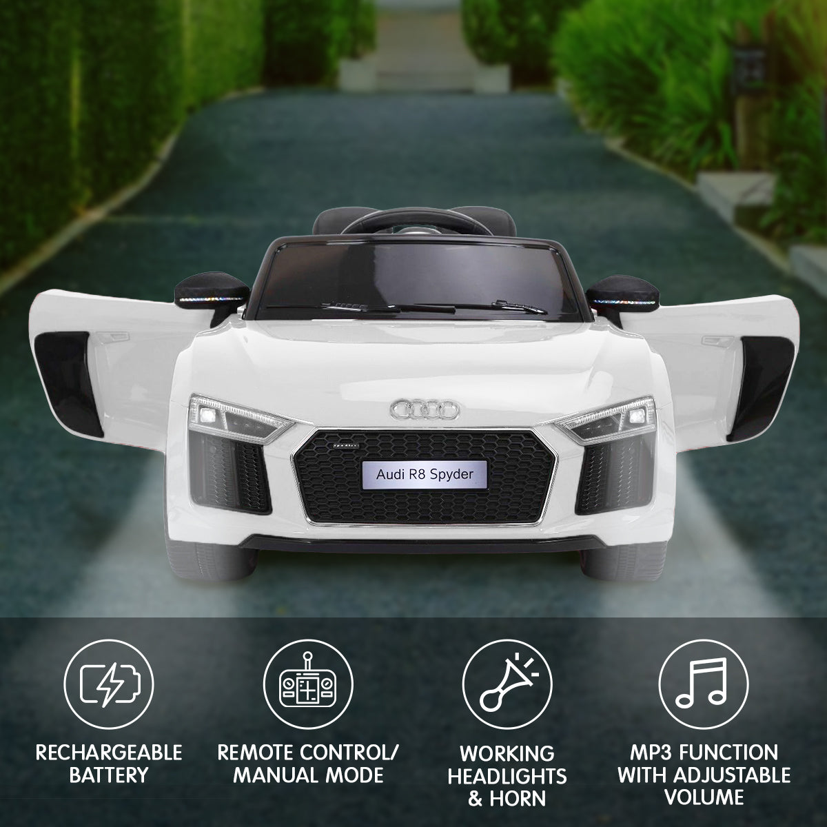 Kahuna R8 Spyder Audi Licensed Kids Electric Ride On Car Remote Control - White Secondary image