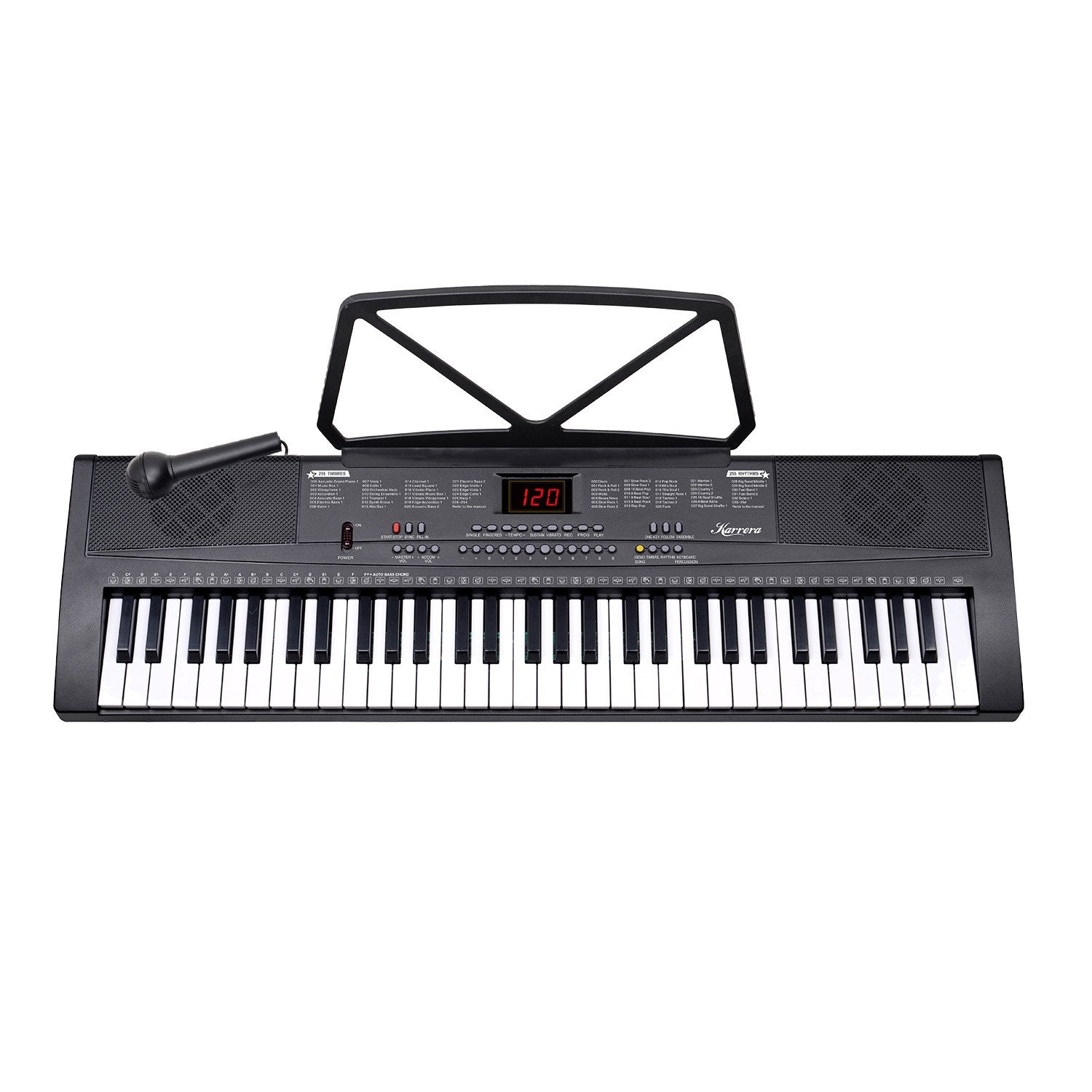Karrera 61-key Electronic Led Keyboard 75cm Portable Piano In Black With Microphone Input, Headphone Output, 255 Timbres & Rhythms Main image