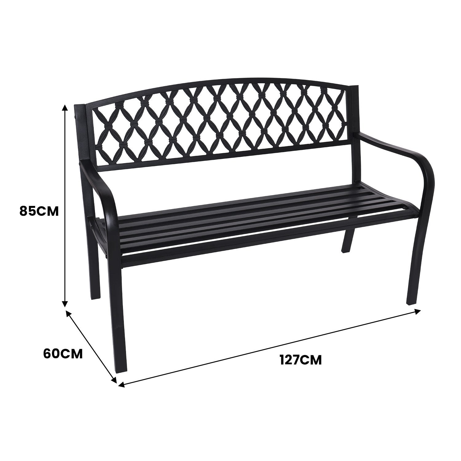Wallaroo Steel Outdoor Garden Bench - Diamond Secondary image