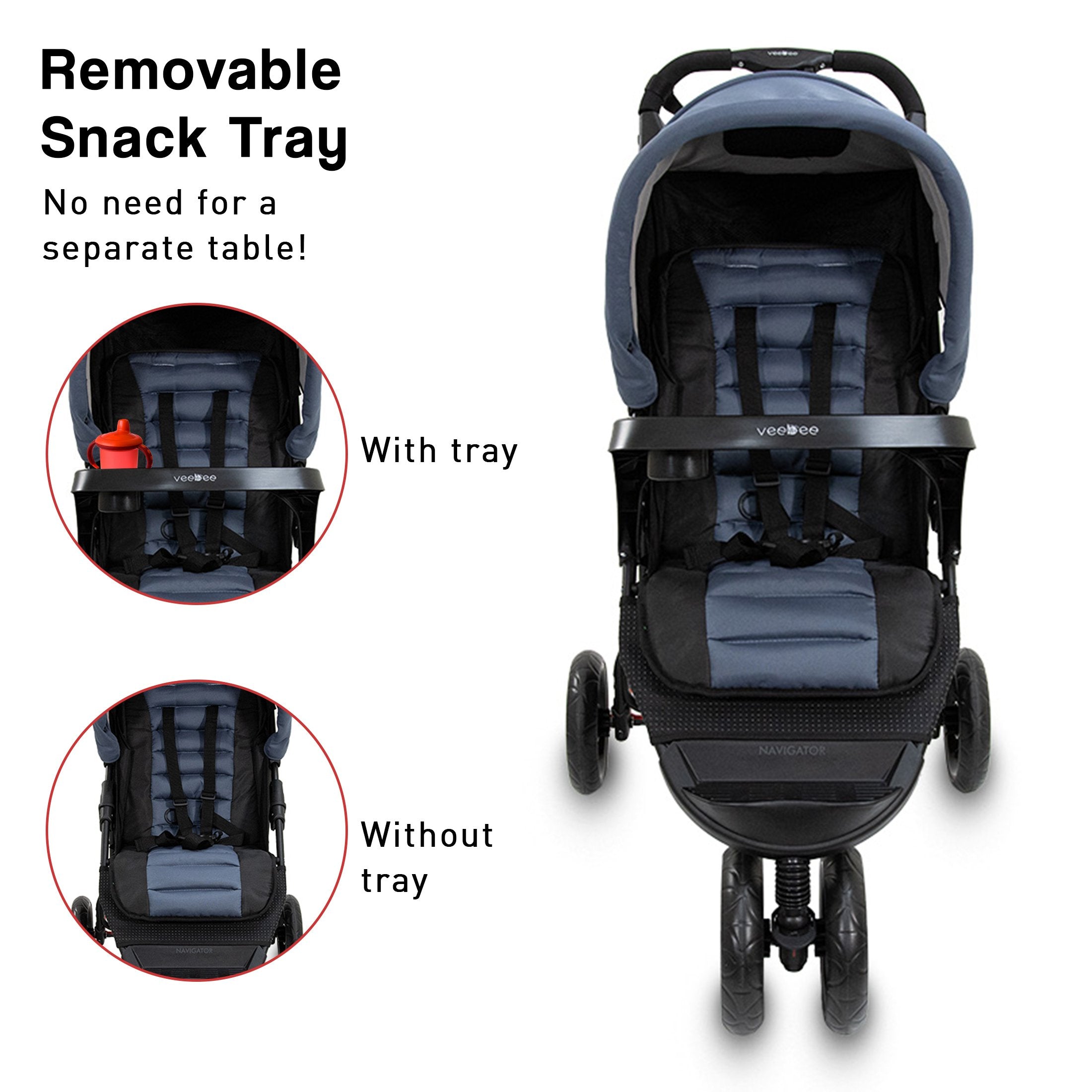 Veebee Navigator Stroller 3-wheel Pram For Newborns To Toddlers - Glacier Secondary image