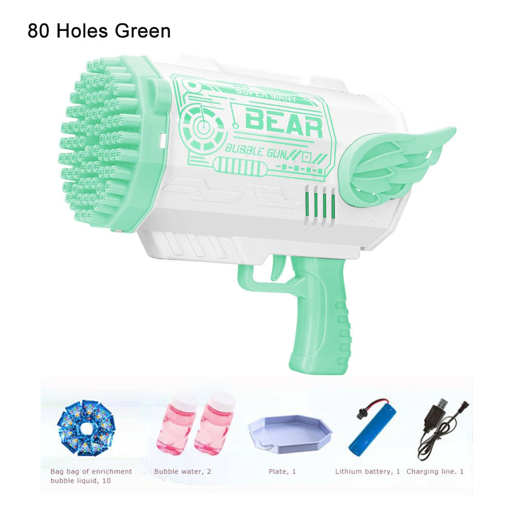 Electric Bubble Gun Machine Soap Bubbles Kids Adults Summer Outdoor Playtime Toy Green Main image