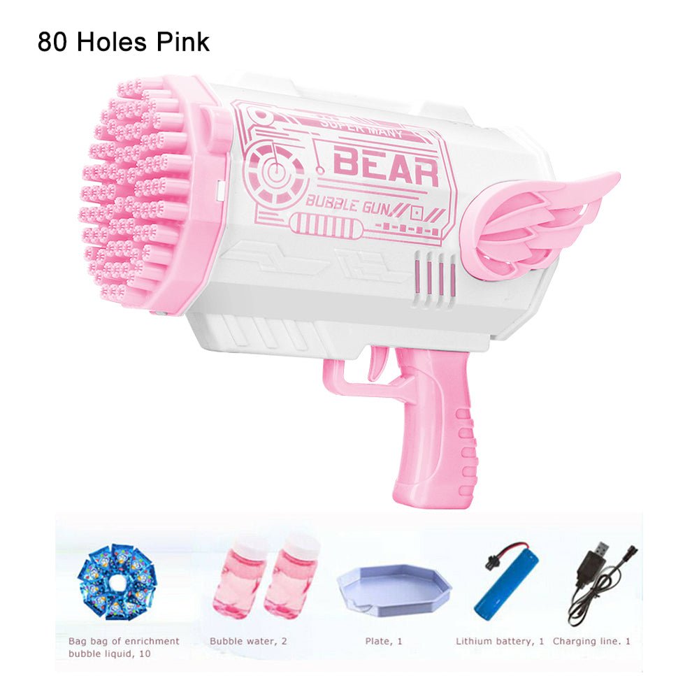 Electric Bubble Gun Machine Soap Bubbles Kids Adults Summer Outdoor Playtime Toy Pink Main image