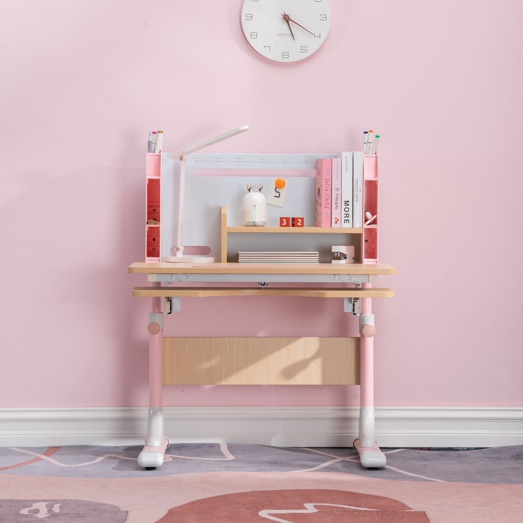 80cm Height Adjustable Children Kids Ergonomic Study Desk Only Pink Main image