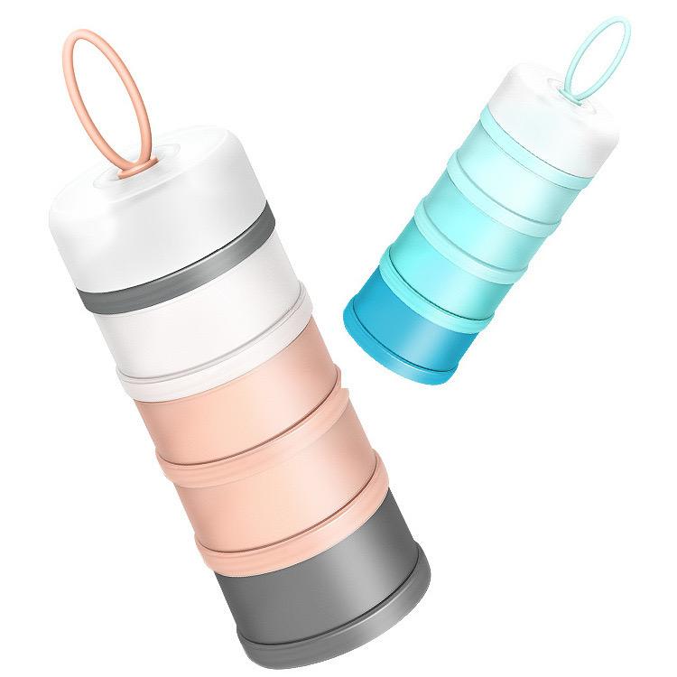 Baby Formula Milk Powder Snack Stackable 4 Layers Dispenser Container Infant Toddler Pink Blue Main image