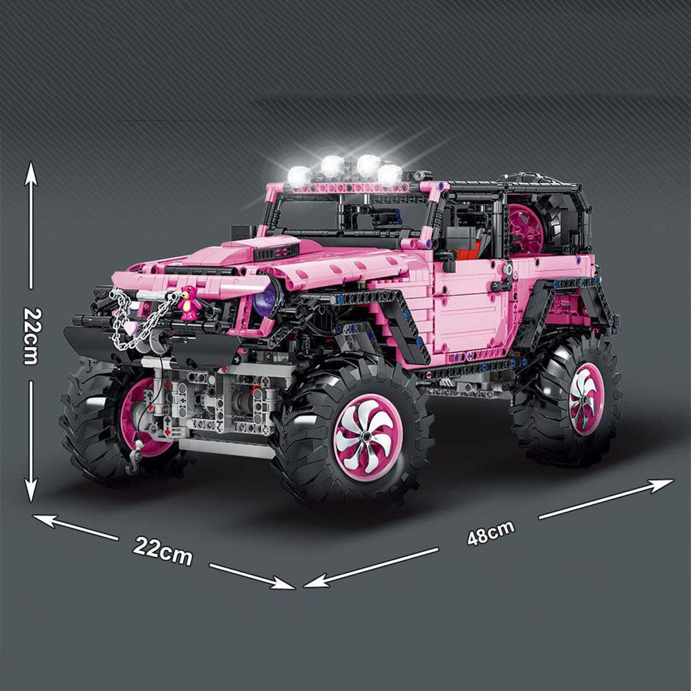 2471pcs Off-road Pink Vehicle Building Blocks Bricks Car Series 1:8 Model Kits Gifts Mork 022010-1 Creative Pick Up Secondary image