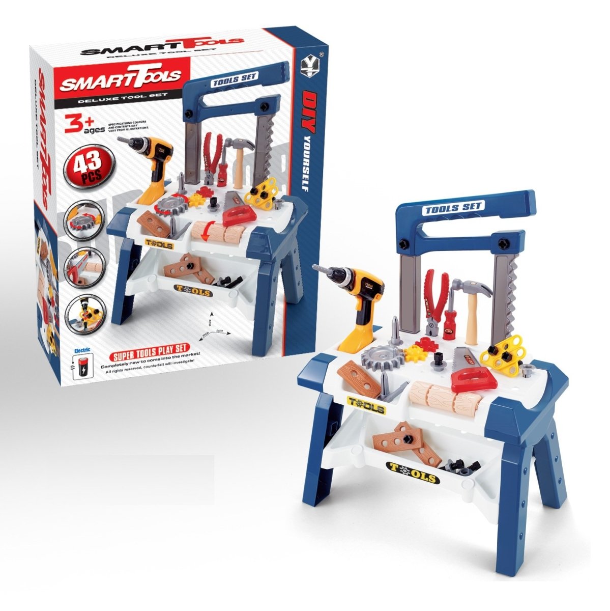 43pcs Smart DIY Toy Power Workbench, Kids Power Tool Bench Construction Set with Tools and Electric Drill Main image