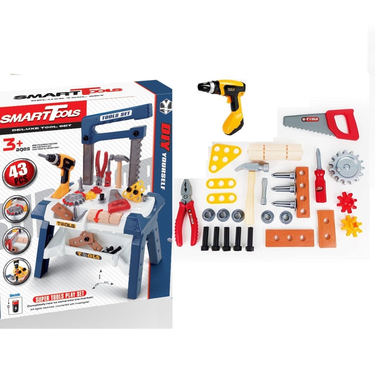 43pcs Smart DIY Toy Power Workbench, Kids Power Tool Bench Construction Set with Tools and Electric Drill Secondary image