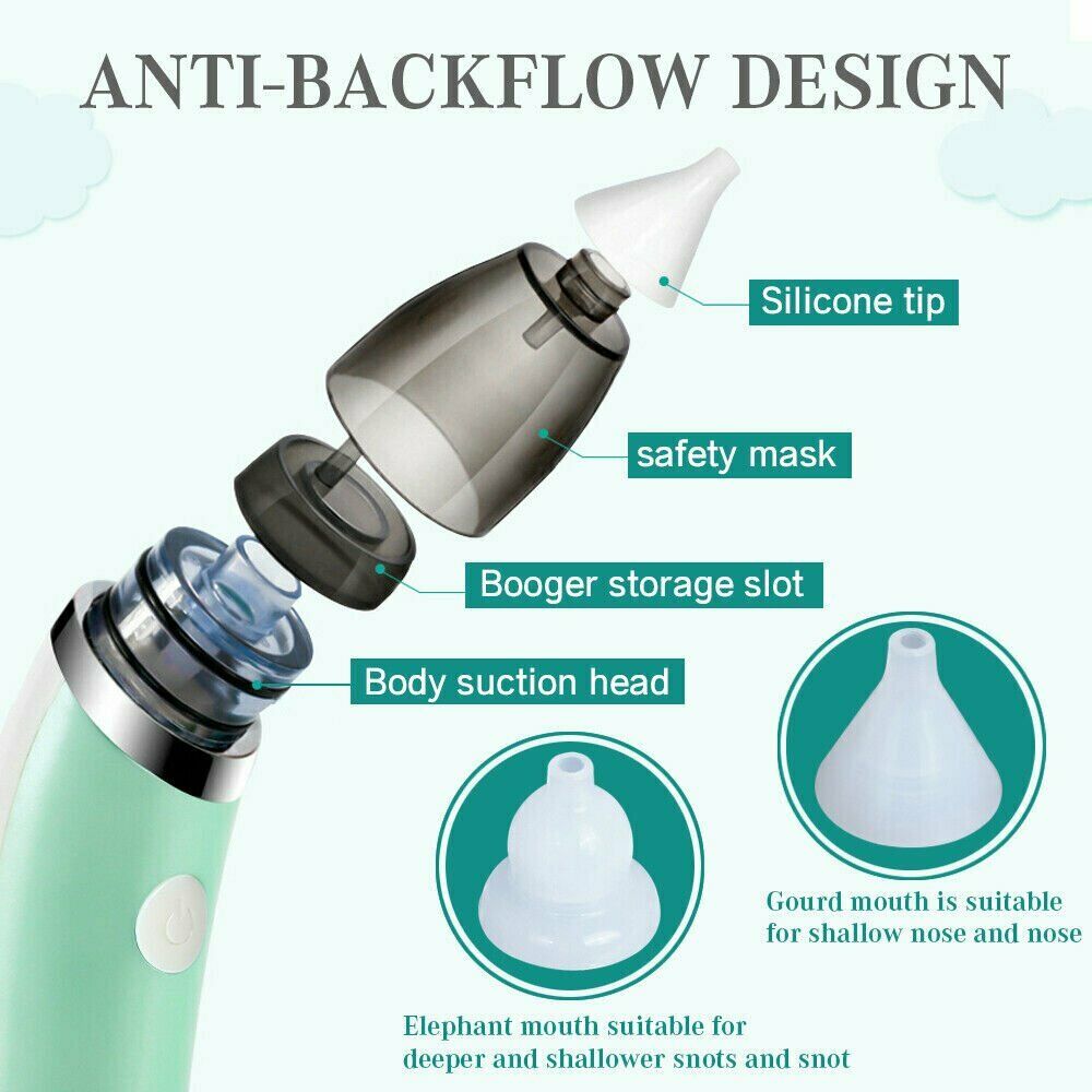 Baby Nasal Aspirator Electric Safe Hygienic Nose Cleaner Snot Sucker For baby (Green) Secondary image