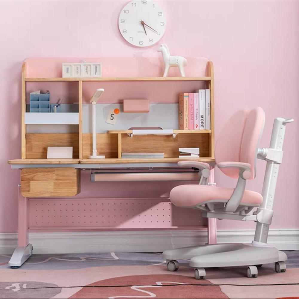 Solid Rubber Wood Height Adjustable Children Kids Ergonomic Blue Study Desk Only 120cm AU Secondary image
