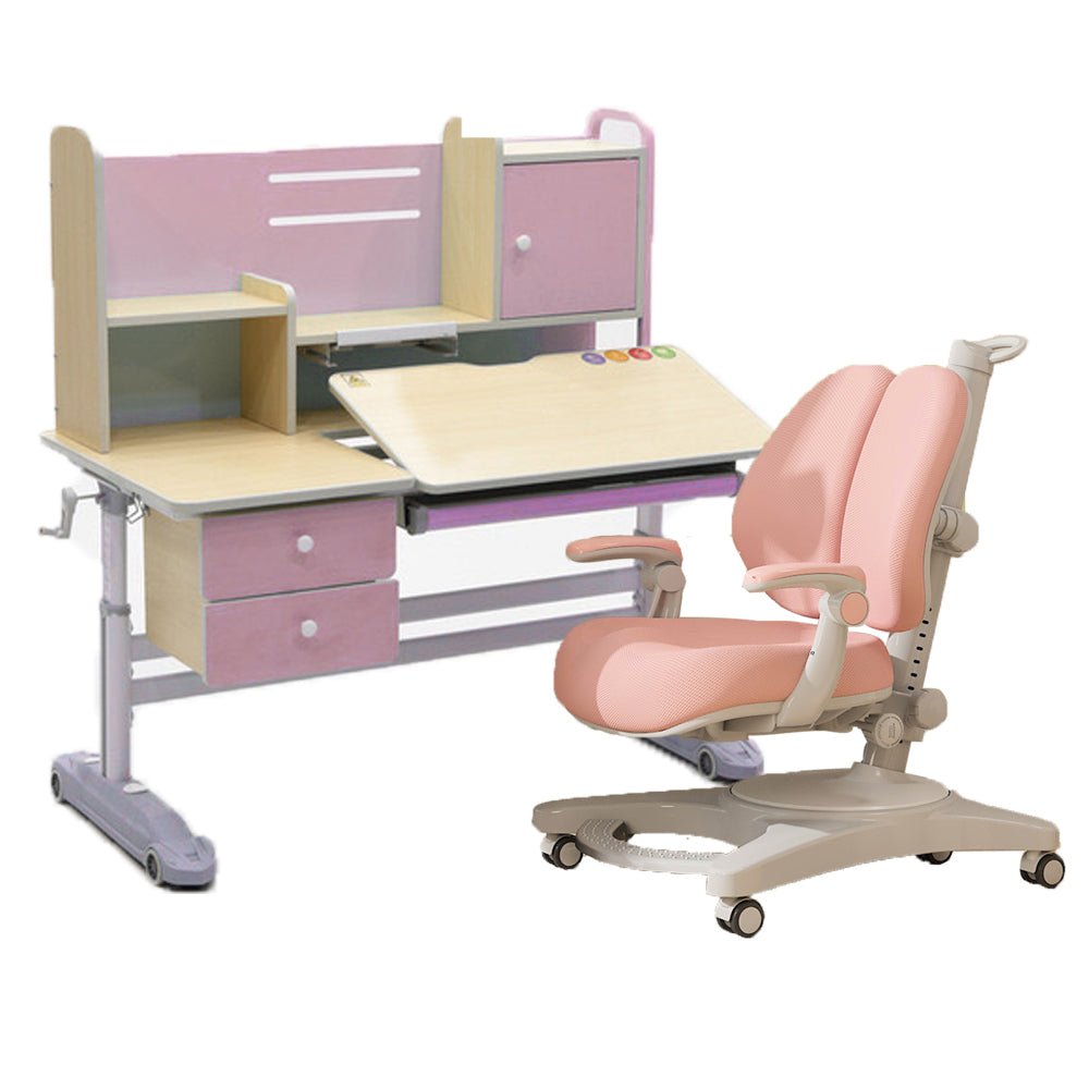Height Adjustable Children Kids Ergonomic Study Desk Chair Set 120cm Pink AU Secondary image